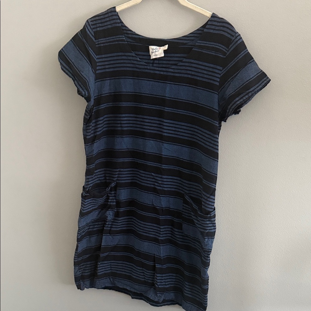 Mata Traders Navy and Black Striped Mini Dress
